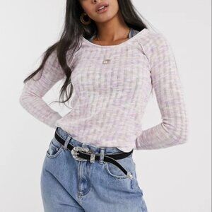 Free People Spaced Out Long Sleeve Knit Top Pink
